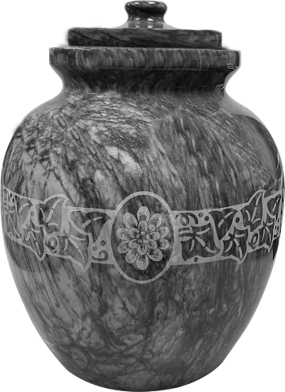 A beautifully unique design urn in Grey color and pattern
