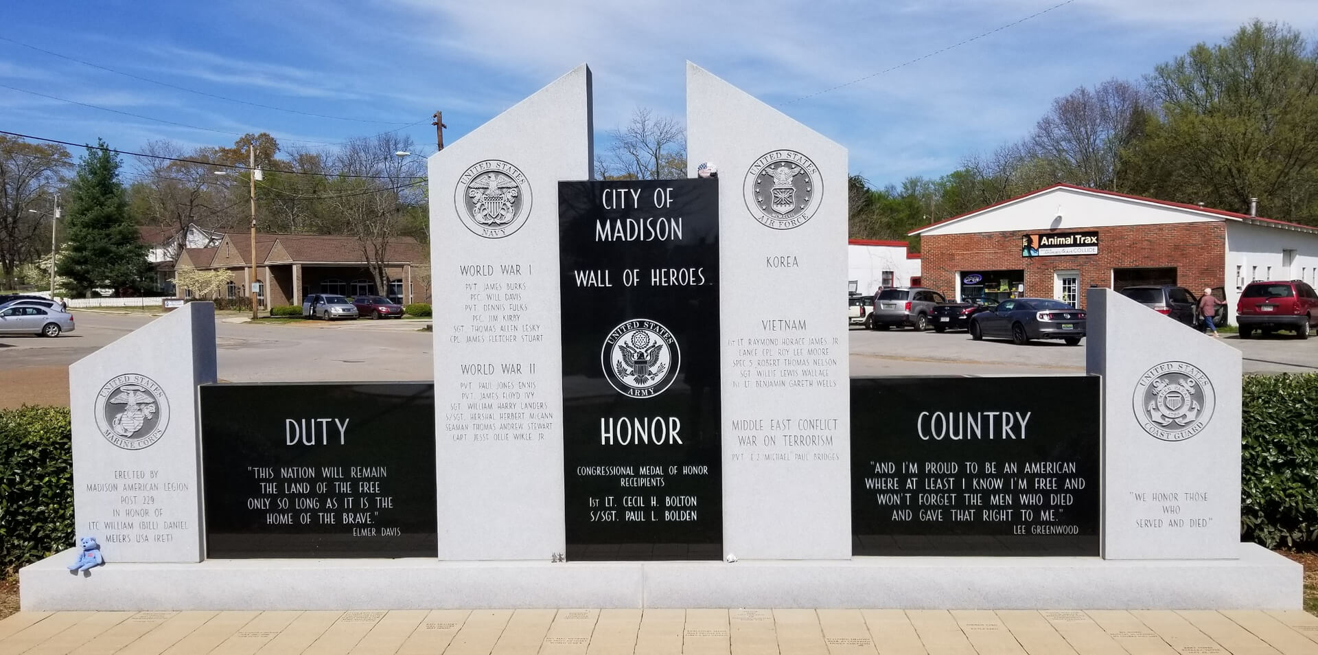 A memorial wall of heroes at the graveyard