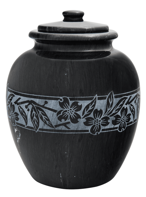 A beautiful black color urn with beautiful designs