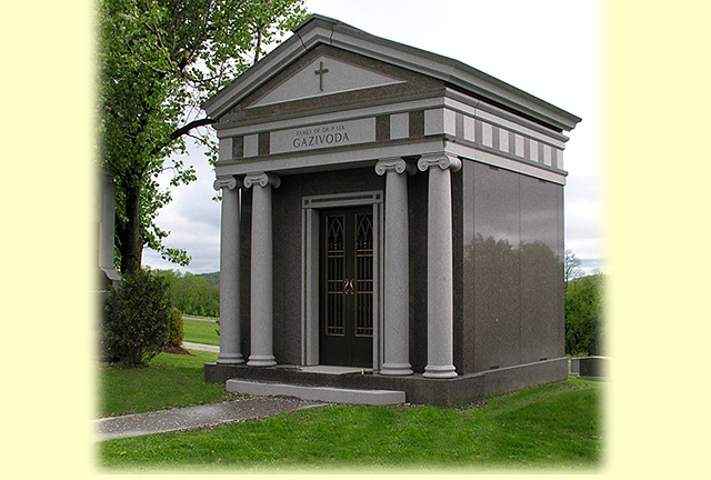 A beautiful crafted mausoleum with the name Gazivoda