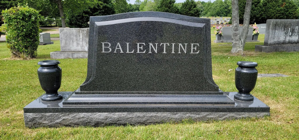 Balentine Granite Tombstone With Vases