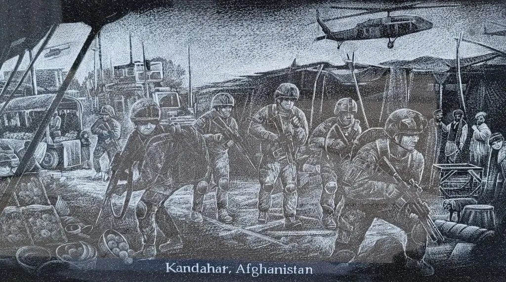 A beautiful piece of artwork of soldiers at Afghanistan