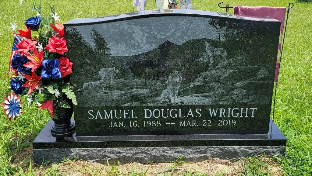 A memorial slab for Samuel Douglas Wright